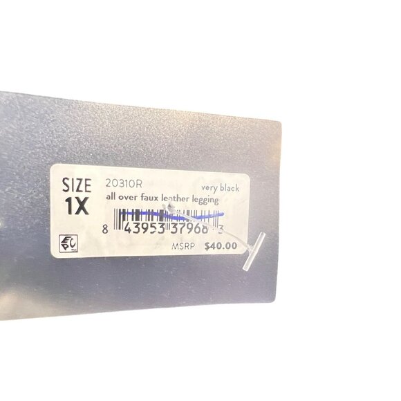 Red Hot Spanx All Over Faux Leather Leggings Plus Sz 1X Very Black Stretch Shiny - Picture 5 of 6